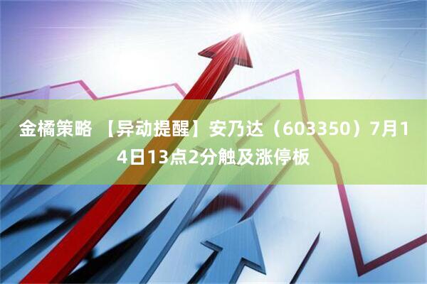 金橘策略 【异动提醒】安乃达（603350）7月14日13点2分触及涨停板