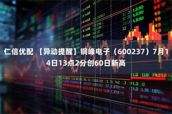 仁信优配 【异动提醒】铜峰电子（600237）7月14日13点2分创60日新高
